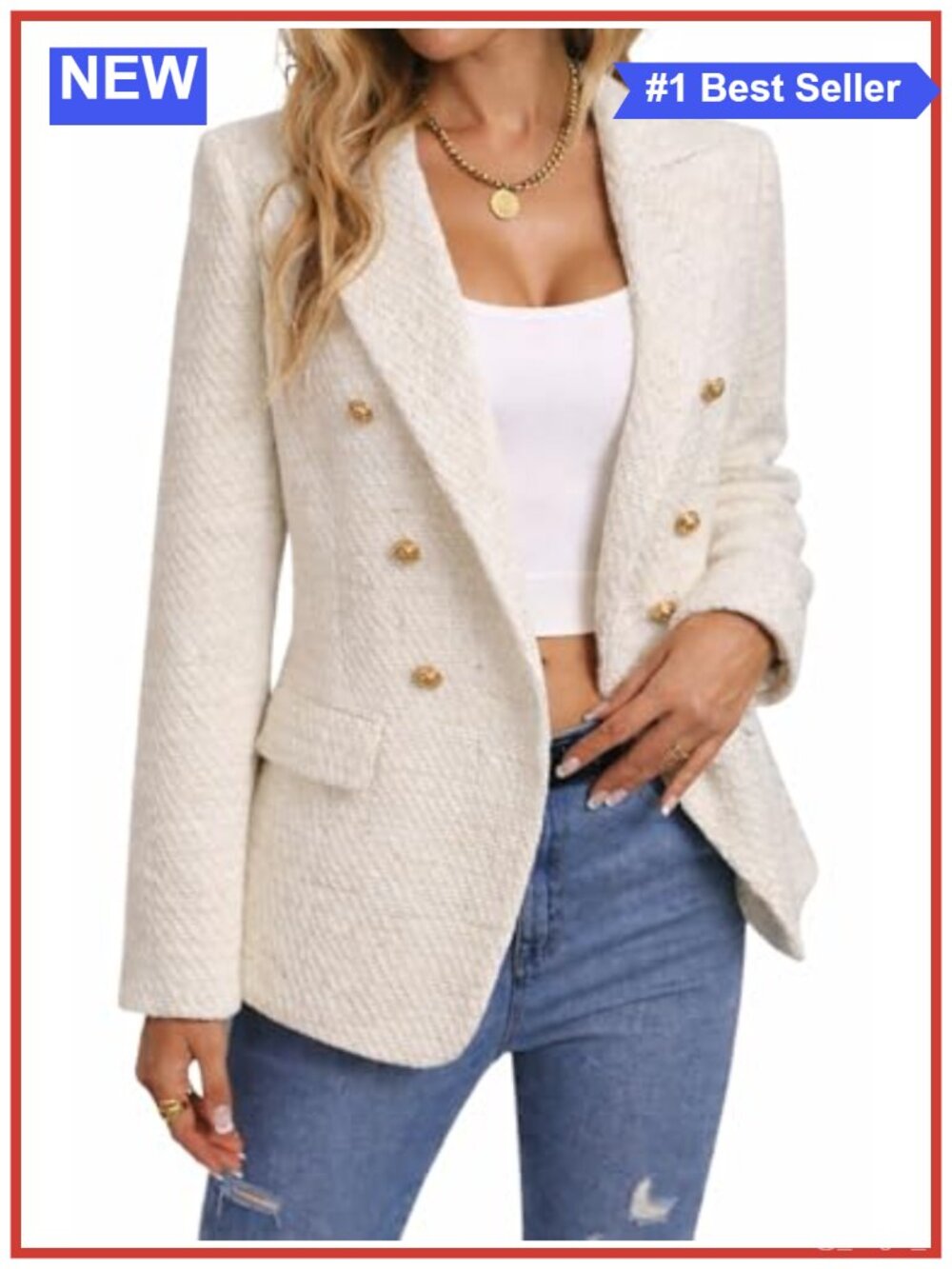 Tweed Blazer Plaid Jacket Business Casual Coat